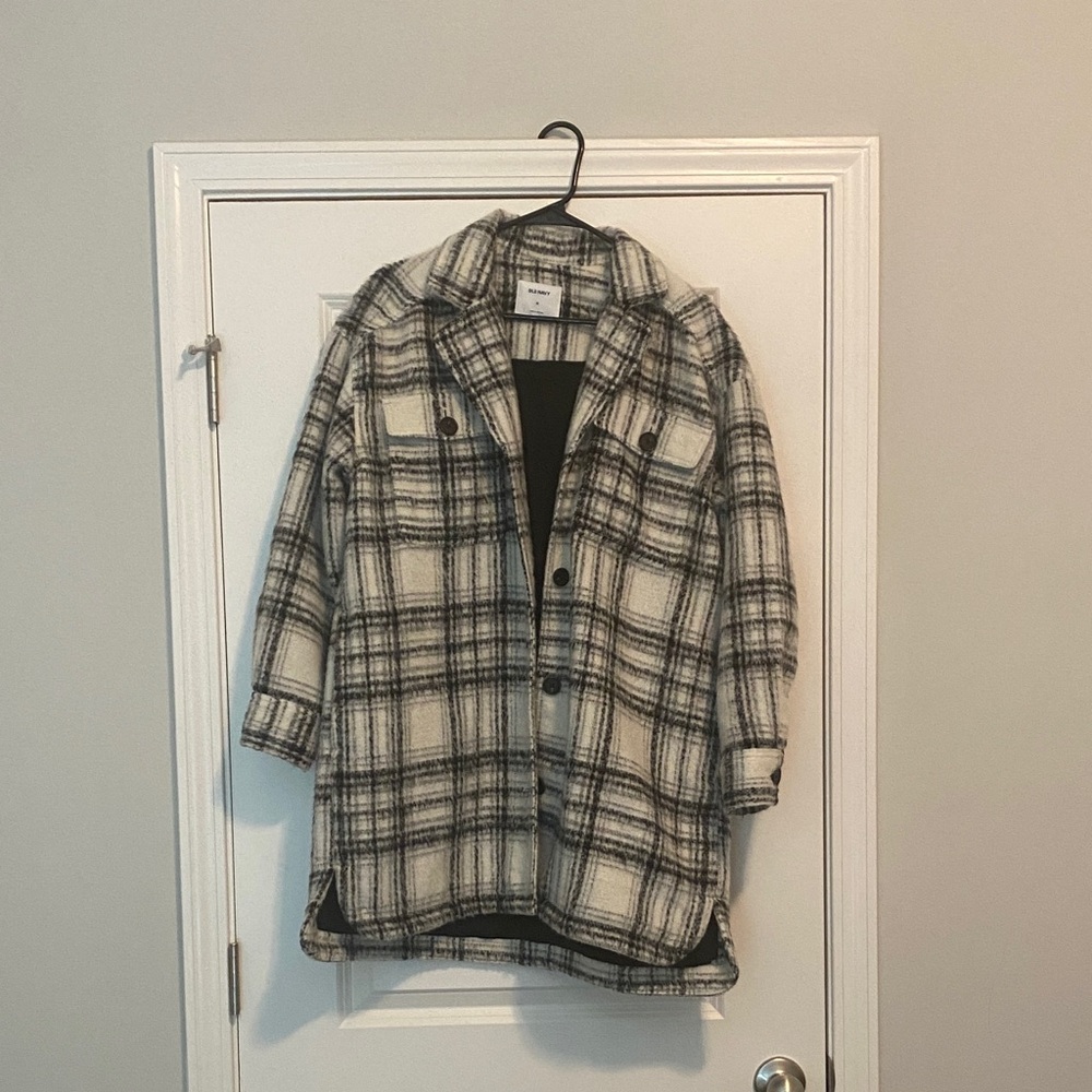 Old Navy Black and White Plaid Coat